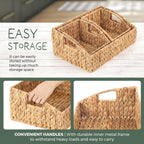 Set of 3 Handwoven Storage Baskets – Decorative Natural Wicker Organizer Bins with Built-in Handles for Bathroom, Kitchen, Pantry, Nursery, Closet, Laundry, Living Room, and Home Use