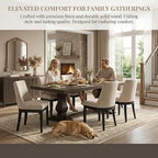 Modern Dining Chairs Set of 4 with Comfortable Back Support, Farmhouse Soft Linen Upholstered Kitchen Dining Room Chairs with Black Solid Wood Legs, Armless Accent Side Chairs for Living Room, Beige