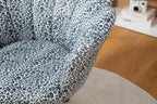 Comfy Home Office Task Chair with Wheels, Cute Modern Upholstered PU Seashell Back Adjustable Swivel Vanity Desk Chair, for Women,for Girls, Living Room, Bedroom（Snow Leopard Pattern