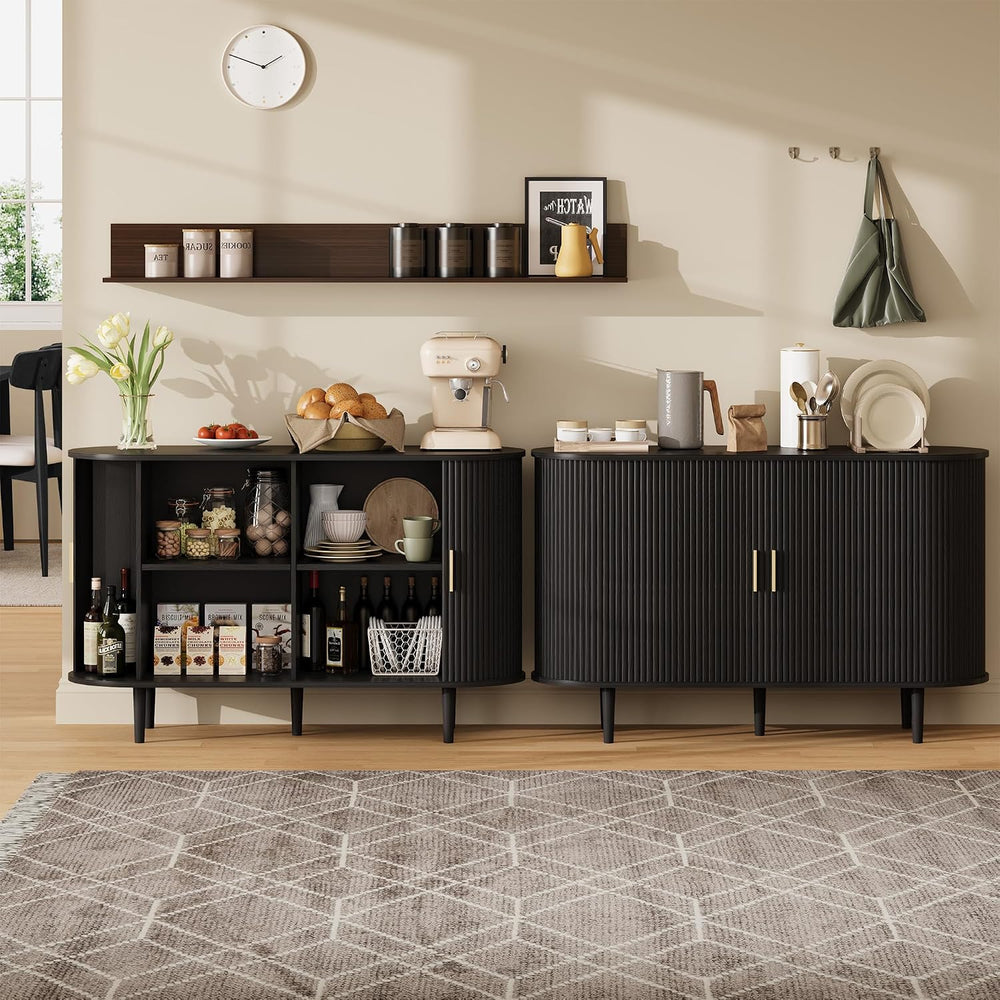DHH 47.2" Sideboard Buffet Cabinet with Storage,Mid Century Modern Flute...