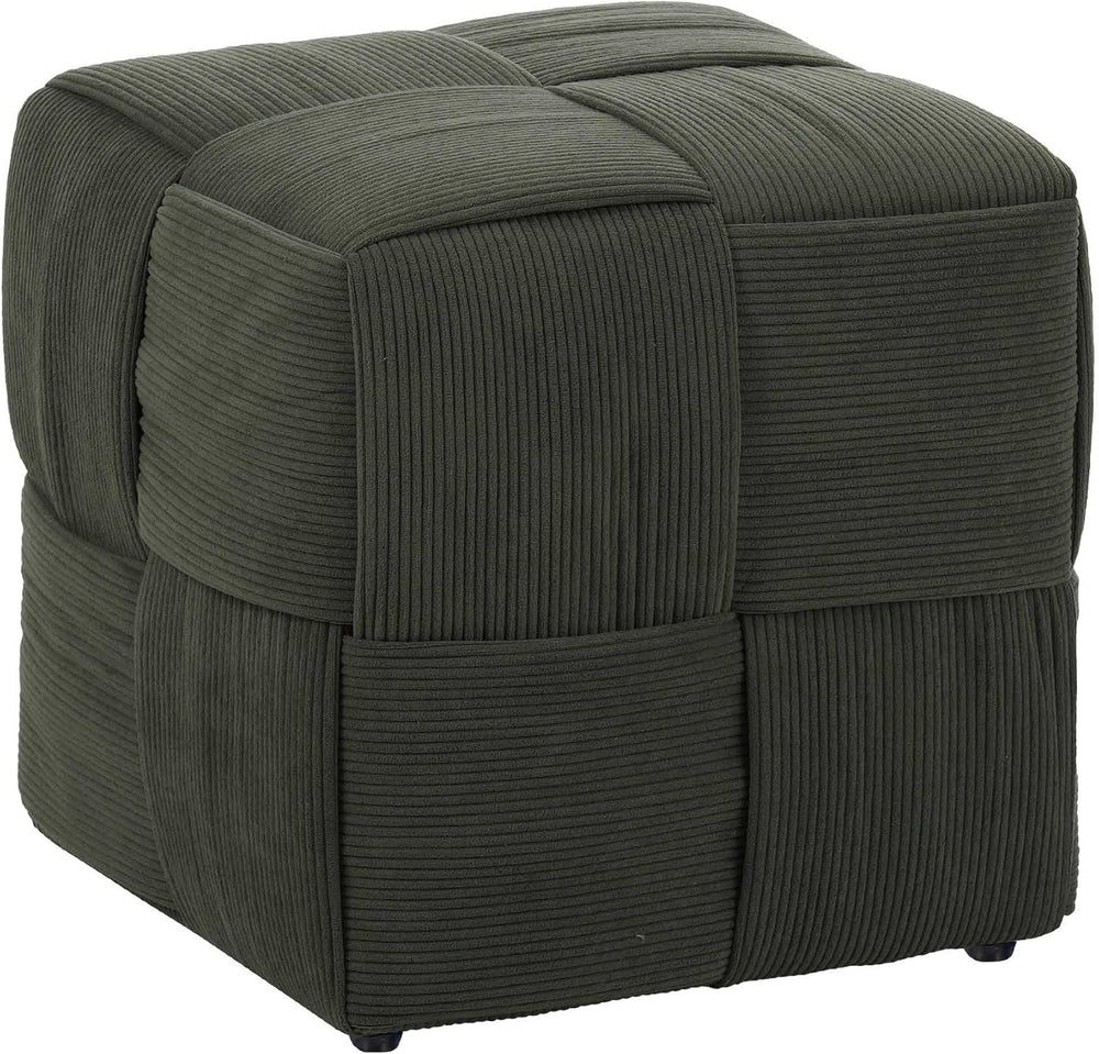 Green Cube Ottoman, Foot Rests Pouf Soft and Comfortable Corduroy Woven Desig...