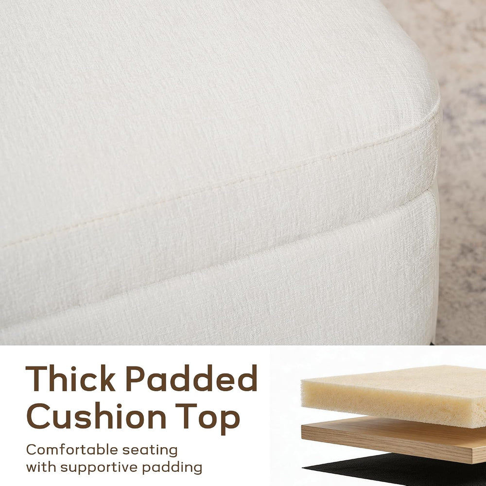 Zihanhome Chenille Storage Ottoman with Lift-Top Lid, Upholstered Ottoman Ben...