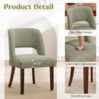 Dining Chair Set of 8,Modern Dining Room Chairs with Thick Cushions,Upholstered Linen Fabric Kitchen Chairs for Kitchen Dining Room Green