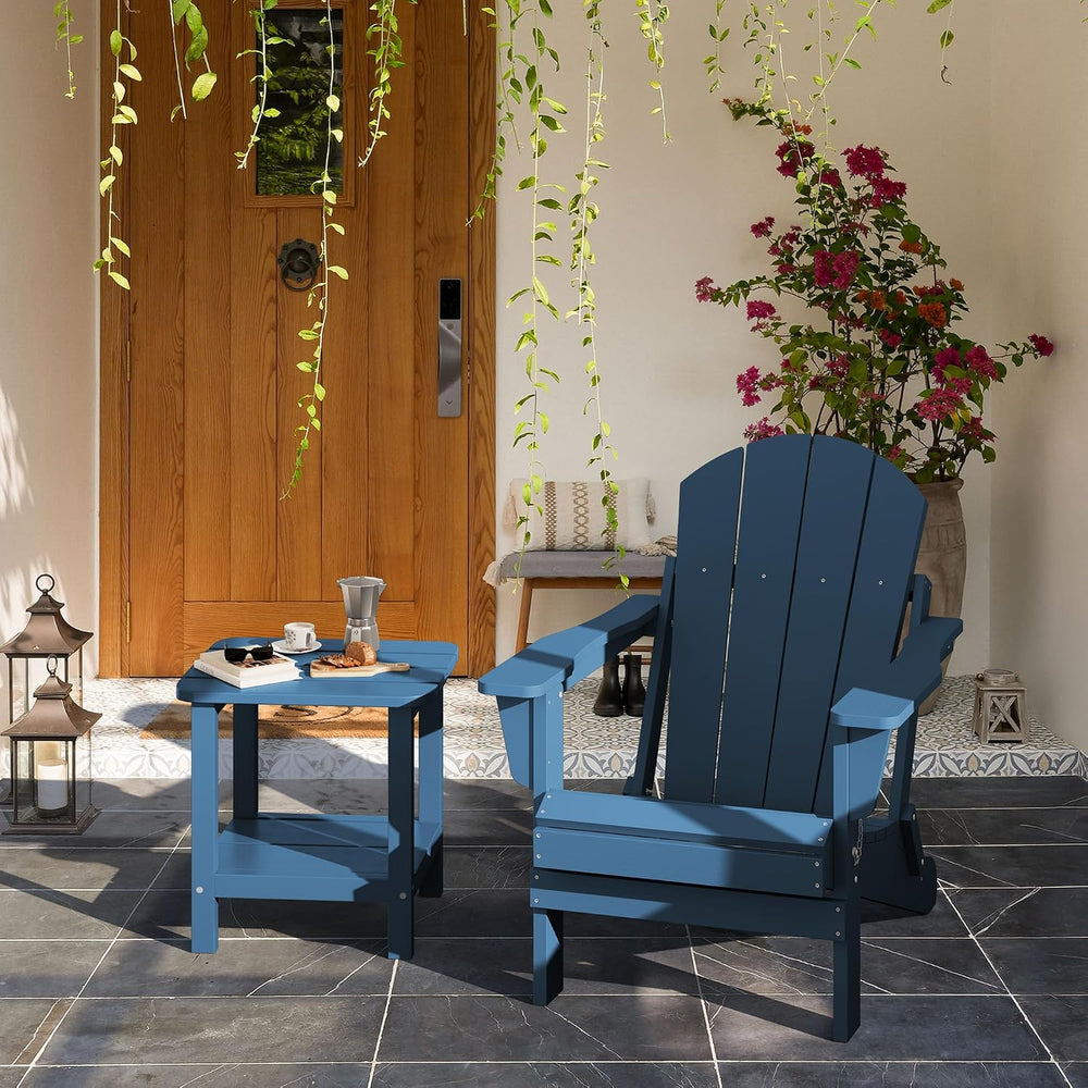 SERWALL Adirondack Table Outdoor Side Table- Blue