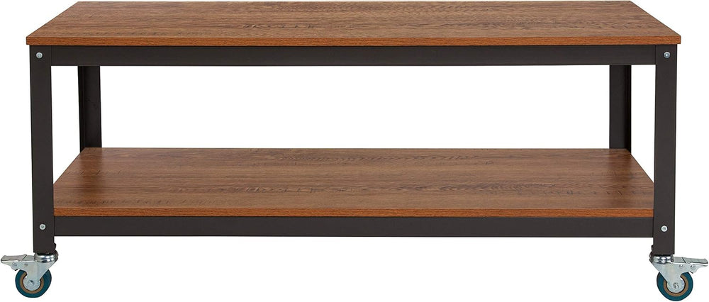 Flash Furniture Livingston Collection TV Stand in Brown Oak Wood Grain Finish...