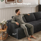 Novilla L-Shape Sectional Couches for Living Room with Smarts Coil® Support, 3 Seater Sectional Sofas for Living Room Bedroom, Corduroy Cloud Couch Sectional, No Assembly(Dark Grey, Right Hand Facing)