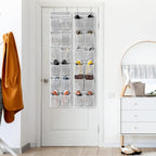 Simple Houseware 12 Pockets Large Over Door Shoe Organizer, 2 Pack, Gray | Total 24 Pockets, 56" x 12.5", Fits Standard & Narrow Door, 4 Durable Metal Hooks, 6" x 8" Pocket Size, Multipurpose