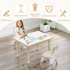 GITAWUSA Toddler Table and Chair Set, Height Adjustable-Upgrade Kids Table and 2 Chairs for Ages 3-8, Multi-Activity Toddler Play Table with Graffiti Desktop for Home/Daycare/Classroom