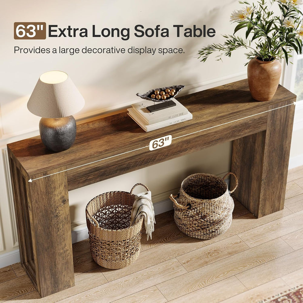 Tribesigns 63-Inch Farmhouse Console Table, Narrow Sofa Table Behind the Couc...