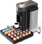 DecoBrothers Crystal Tempered Glass Vertuo Pod Holder Drawer, 30 Large or 60 Small Nespresso Capsule Organizer, Black