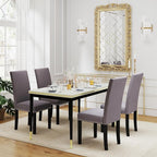 LSSPAID Dining Chairs Set of 4, Fabric Upholstered Dining Room Parson Chair with Nailhead Trim and Solid Wood Legs for Home and Kitchen, Gray