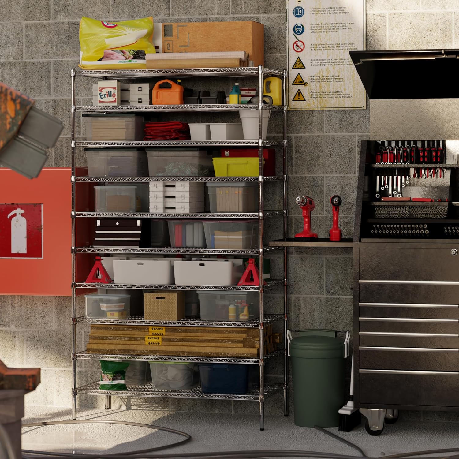 24" Deep x 48" Wide x 86" Height Wire Shelving Kit | 10-Tier | NSF Commercial Storage Rack Unit