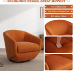360° Swivel Barrel Accent Chair, Velvet Upholstered Club Armchair for Living Room, Modern Round Arm Chair Single Sofa Bedroom Reading Seating (Orange)