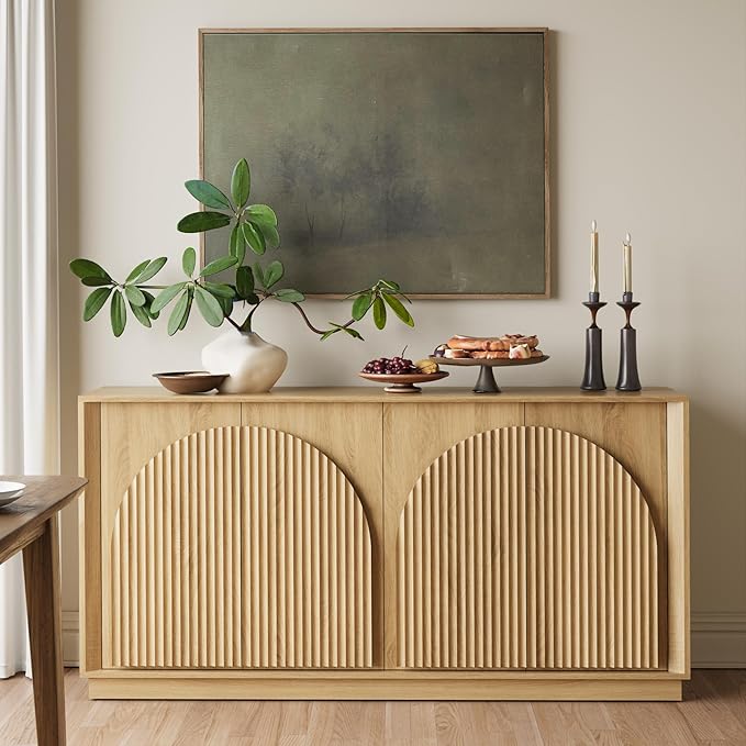 win2win Fluted Sideboard Buffet Cabinet with Storage, 65" Modern Accent ...