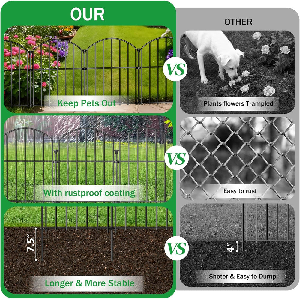 No Dig Garden Fence Panels, Dog Fence Outdoor for Yard, 20 Pack