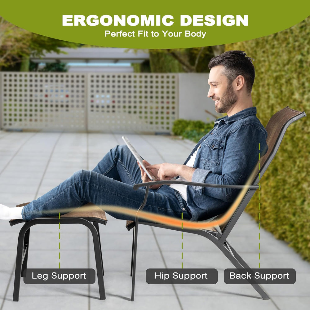 NUU GARDEN Outdoor Patio Chair, Patio Dining Chair with Ottoman, All-Weather ...