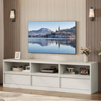 IDEALHOUSE 70 inch TV Stand for 80" TVs, Mid Century Modern Entertainment Center with Storage Drawer & Open Shelves, Wood Media Console Cabinet for Living Room/Bedroom, White