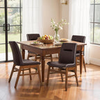 SyMax Dining Chairs Set of 8, Faux Leather Dining Room Chairs with Stitched Edge Trim, Modern High-End Kitchen Side Chairs for Bedroom, Living Room, Dark Brown