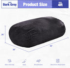 Hobestluk 4FT Bean Bag Chairs Adult Bean Bag with Portable Handle Comfy Large Bean Bag Chair with Removable Cover for Living Room Bedroom or Reading Nook (Stripe Dark Grey, 4FT)