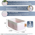 NaturalCozy 13.5”x8.5”x5.5” Rectangle Storage Baskets for Shelves 3 Pack | Cotton Rope Woven Small Baskets for Organizing | Small Storage Bins for Nursery, Bathroom, Closet, Shelf, Decorative