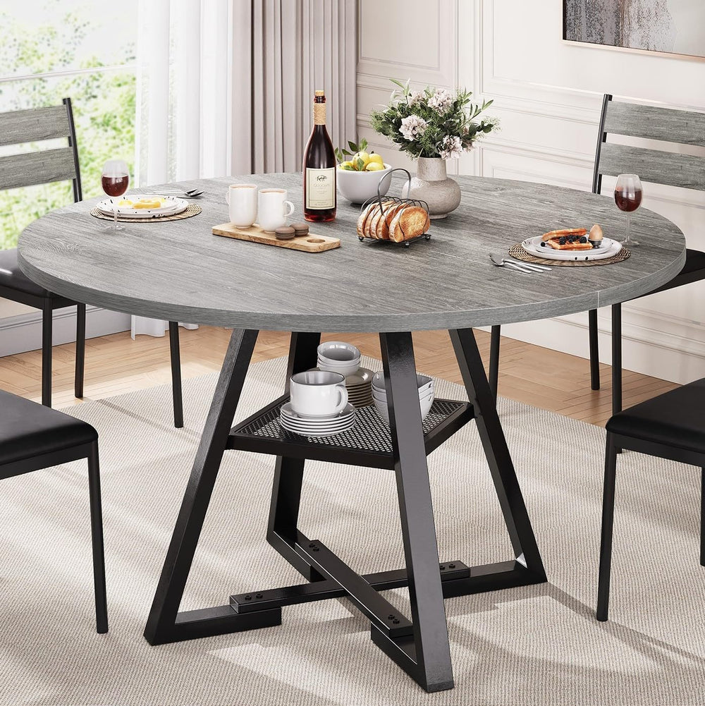 Jocoevol Round Dining Table for 4,Kitchen Dining Room Circle Dinner Pedestal ...