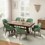 Wooden Dining Chairs Set of 6, Modern Fabric Upholstered Dining Room Chair, Kitchen Side Chairs, Farmhouse Dinner Chair with Open Back for Kitchen, Green