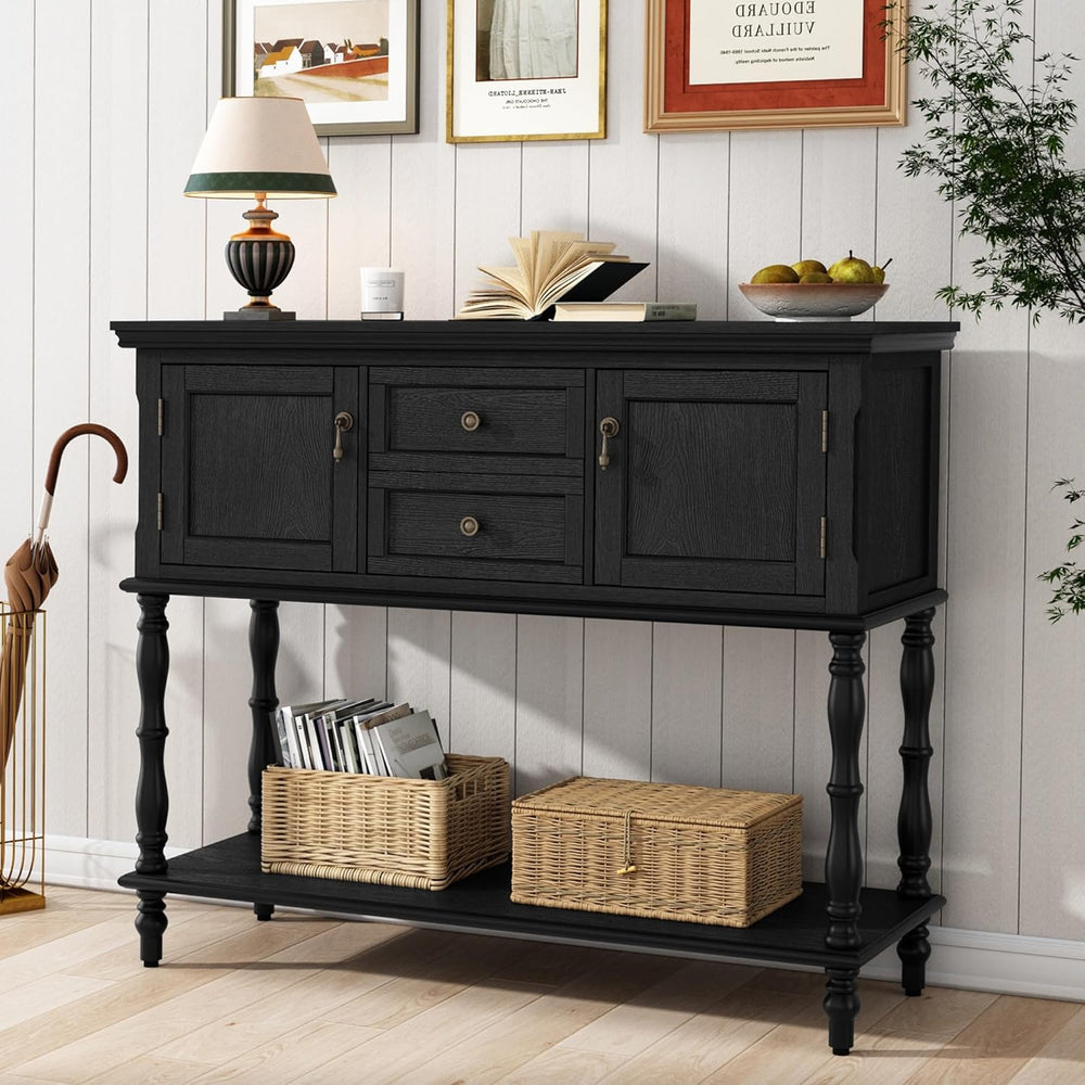 ARTPOWER Console Table with 2 Drawers, Retro Entryway Table with 2 Door | Sol...