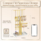 Jewelry Tower Stand Organizer for Women - Elegant Jewelry Holder Display with Necklace Holder, Earring Organizer & Bracelet Rack - Tabletop Jewelry Stand for Dresser, Vanity, Desk