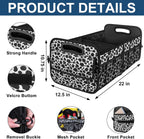 Deosk Car Organizer for SUV - 6 Big Pocket Trunk Storage With Waterproof Polyester, Car Accessories for Women/Men, Cow Print (Medium)