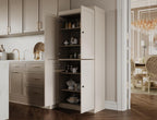 Palace Imports Solid Wood Kitchen Pantry Cabinet - 71.5" Tall x 32" Wide - Wooden Storage Cabinet with 4 Shaker Doors & 4 Adjustable Shelves, Beige, 100% Renewable Eco-Friendly Wood, Made in Brazil