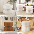Foldable Paper Stool - Creative Accordion Design, Portable Expandable Round Stool for Home & Commercial Use, Footrest Seat for Entryway, Living Room or Retail Stores (Brown, H16in*D14in)