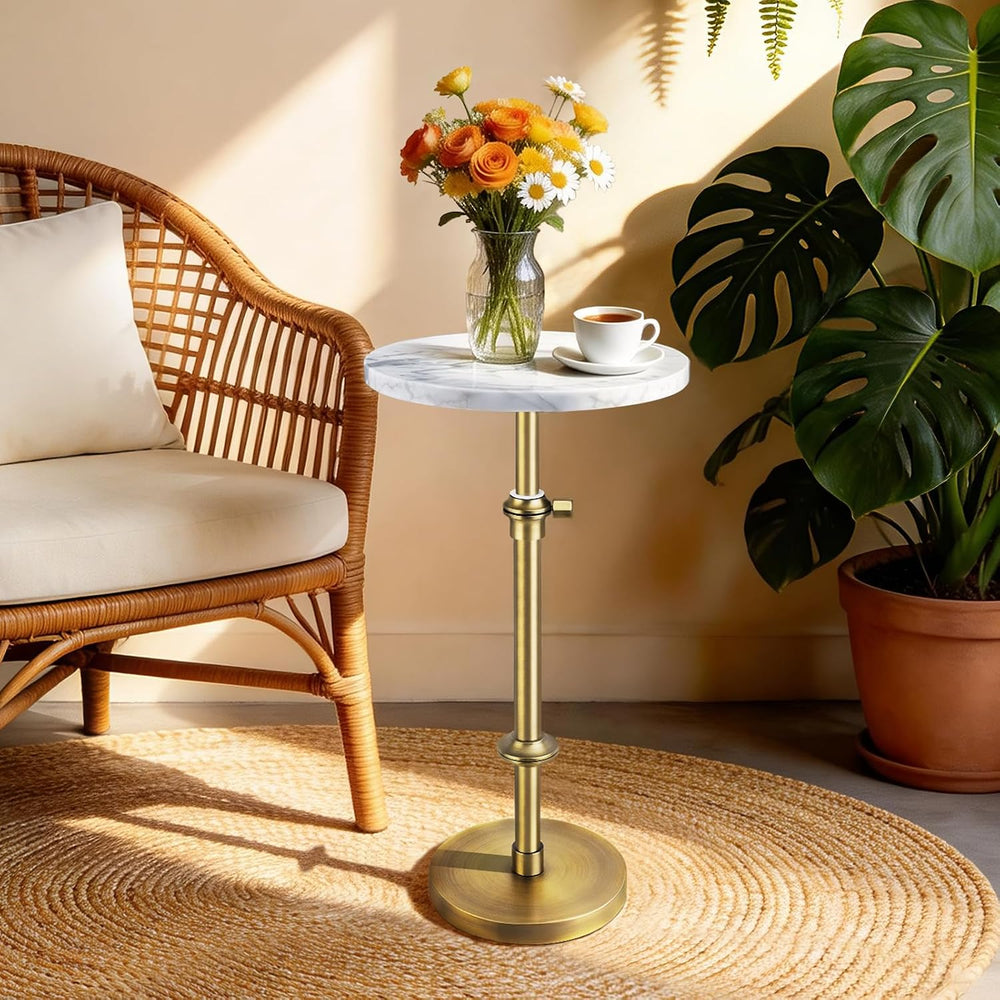 MILPROX Adjustable Height Natural Marble Drink Table,11 x 11 x 22-30 Inch | A...