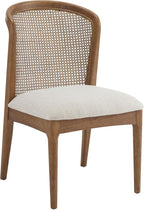 Christopher Knight Home Lilia Dining Chairs Set of 2, Modern Dining Chair with Fabric Upholstery, Rubberwood Frame Kitchen Chairs with Cane Webbing, Extra Seat for Dining Room, Beige + Walnut
