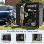 Outdoor Storage Shed, 56.8 Cu.Ft Resin Shed, 4.6 x 5.6 FT Waterproof Garden Tool Shed with Double Doors & Adjustable Shelves, Backyard Storage Cabinet for Tools, Bikes & Patio Furniture (Darkgray)