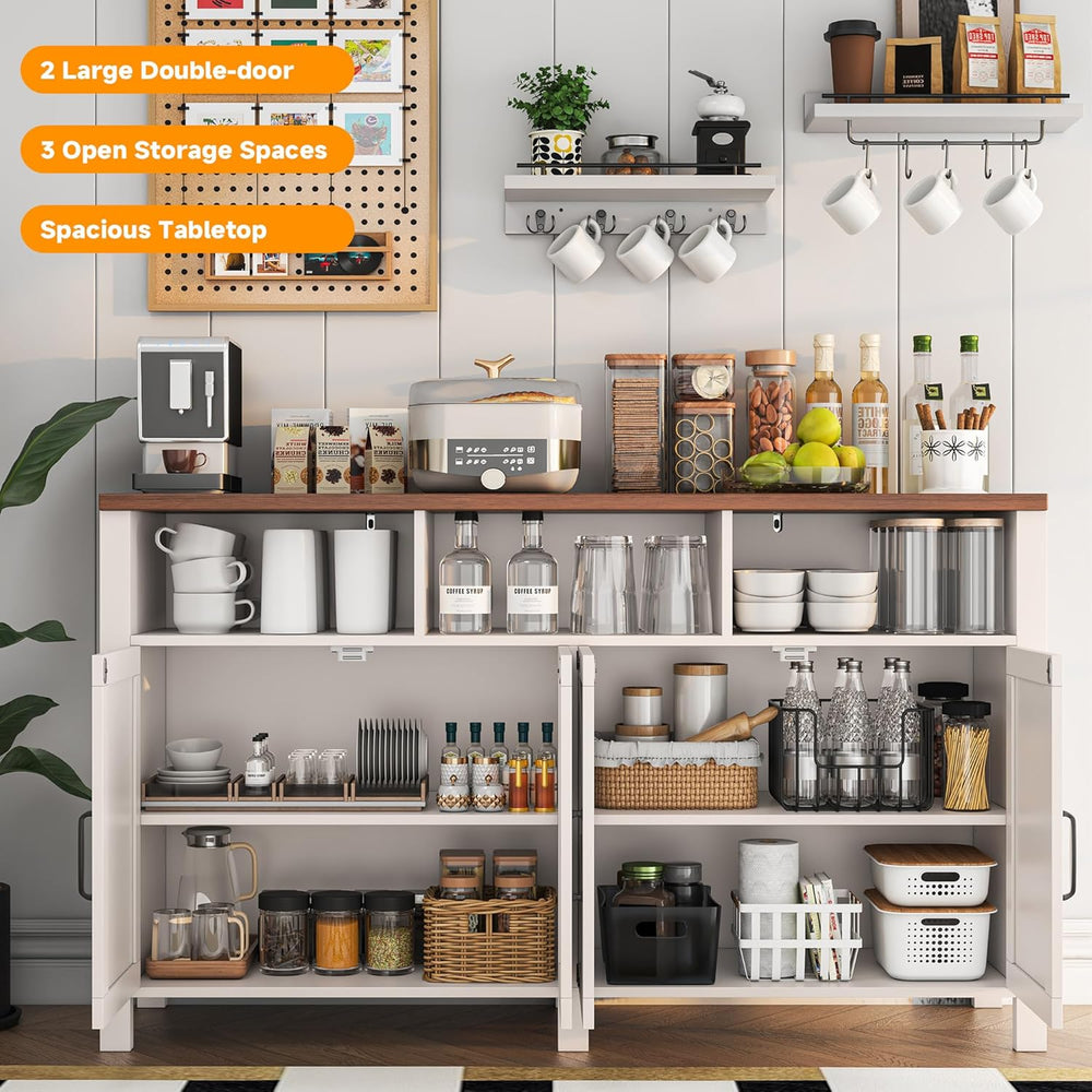knoworld Buffet Sideboard with Storage Farmhouse with 4 Doors, 55'' L...