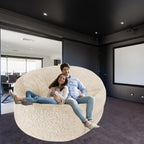 Fluffy Bean Bag Chair Cover for Adults Teens or Kids, xl Faux Fur Stuffed Animal Storage (Beige, 5 ft (Cover Only))