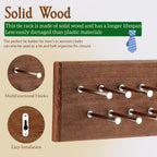 TreeHouse London Tie Rack Organizer – Holds 40 Large Ties – Solid Wood & Sturdy Metal Storage Holder for Closet – Wall Mounted Tie Display Hanger for Wall, Bedroom - (Walnut Tie Rack) 16" L X 4.25" H