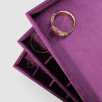 Velvet Stackable Jewelry Display Flat Tray For Ring Earring Necklace Bracelet, Bangle Pendant Storage Blank Plate, Shop Countertop Jewelry Dish Organizer (Purple)