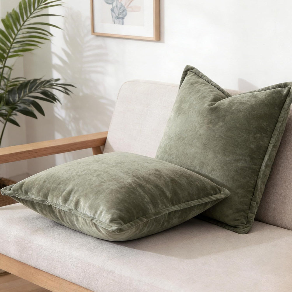 Greek Velvet Euro Sham Covers Set of 2 26x26 Luxury Soft Solid Pillow Covers ...