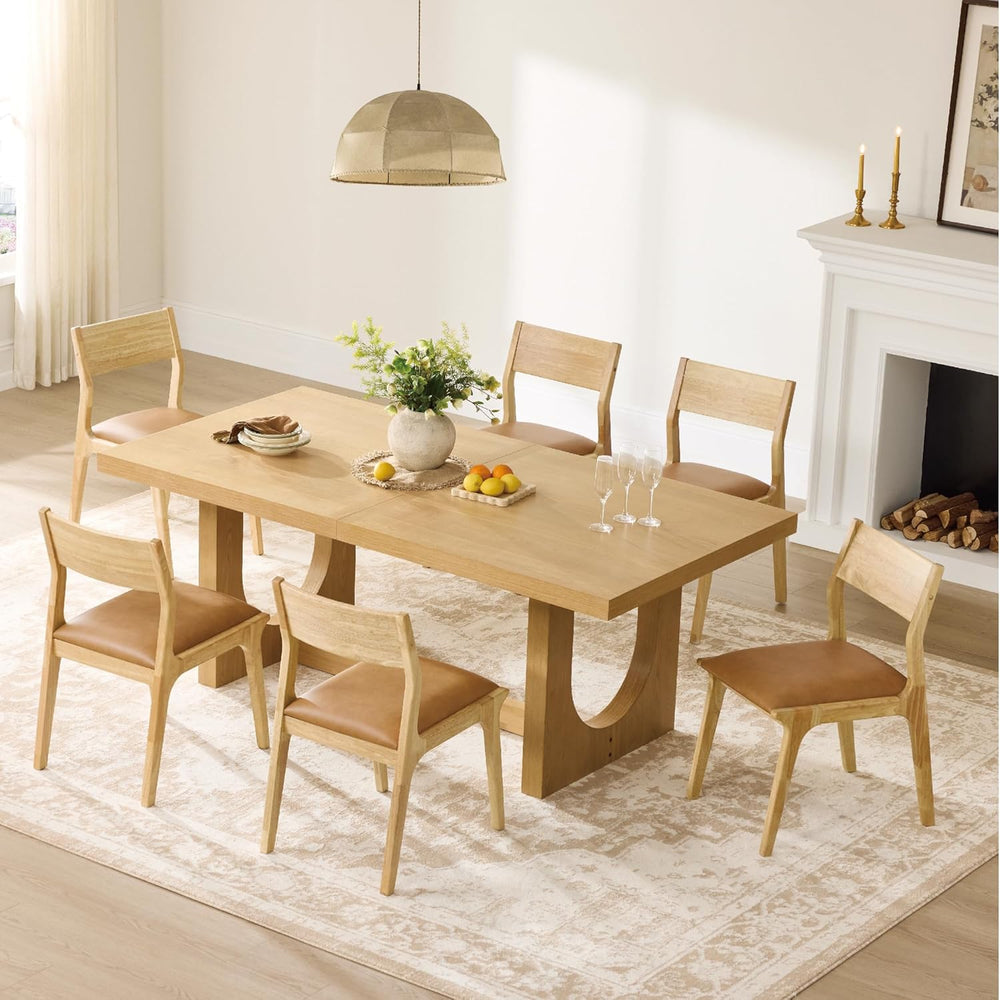 Watson & Whitely Wood Dining Chairs Set of 2, Modern Leather Upholstered ...