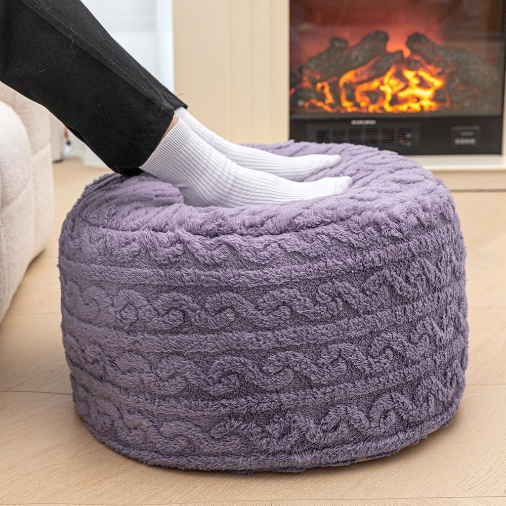 Pouf Ottoman Stuffed 20x20x12 Inches Floor Pouf Plush Fiber Ottoman Foot Rest...