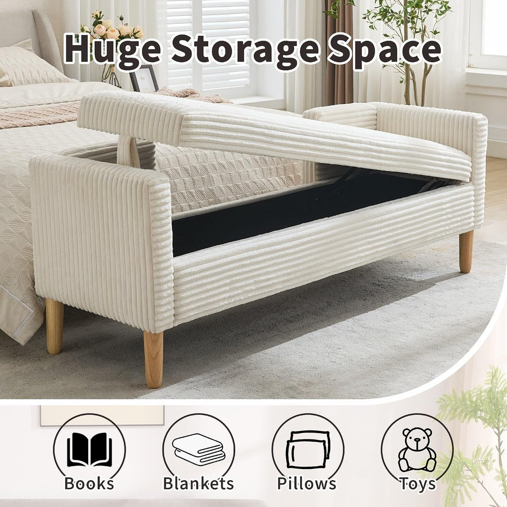Chifee & Vingol 65.35" W Ottoman with Storage Bench for Bedroom End ...