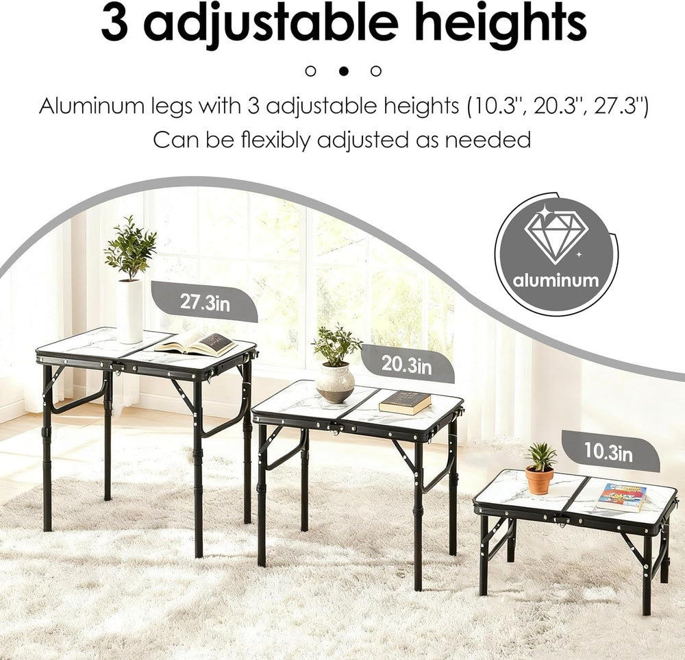 Folding TV Trays Foldable Dinner Tray Table, 3 Adjustable Height, 24"x 1...