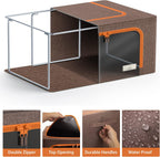 Sorbus® Storage Bins Boxes, Foldable Stackable Container Organizer Basket Set with Large Clear Window & Carry Handles, for Bedding, Linen, Clothes (Brown)