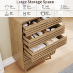 Tall Dresser and Nightstand Sets for Bedroom, 3 Piece Bedroom Set, Fluted 6 Drawer Dresser and Nightstand Set of 2, Wood Chest of Drawers Storage Organizer Cabinet Set, Natural Oak