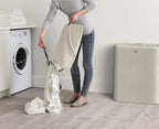Joseph Joseph Tota Trio 90 liter/23.8 gallon Laundry Hamper Separation Basket with lid, 3 Removable Washing Bags with Handles- Ecru