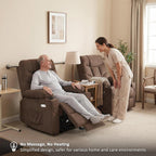 MCombo Power Lift Recliner Chair with Extended Footrest for Elderly People, Fabric 7287 (Brown, Medium)