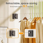 Retractable Heavy Duty Clothesline - Wall Mounted Indoor and Outdoor Laundry Drying Solution, 15.7ft Anti-Sagging Stainless Steel Rope (Grey)