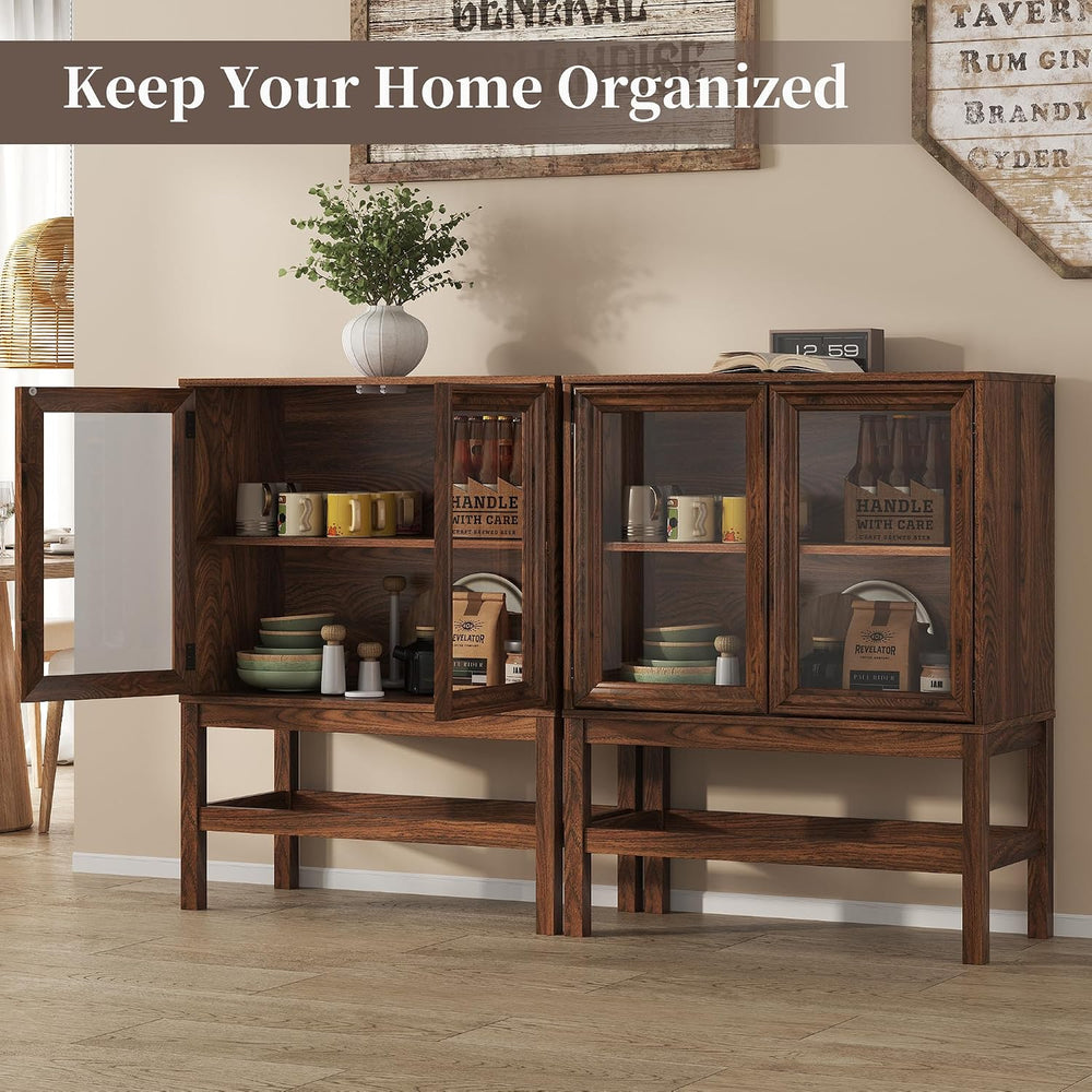 Sideboard Buffet Cabinet with Storage, Small Kitchen Coffee Wine Bar Cabinet ...