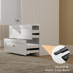Armoire Wardrobe Closet with Drawers: 74" White Wardrobe Closet with 6 Doors, Large Armoire with 6 Drawers, Hanging Rod, Wood Closets for Bedroom